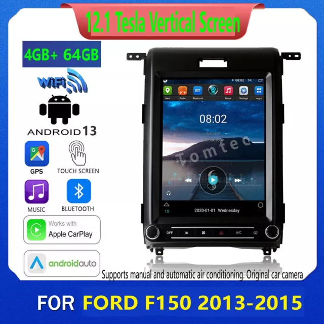 12.1" Tesla Car Play Radio Stereo GPS  Navi CD DVD for Ford F150 2013 2014 2015