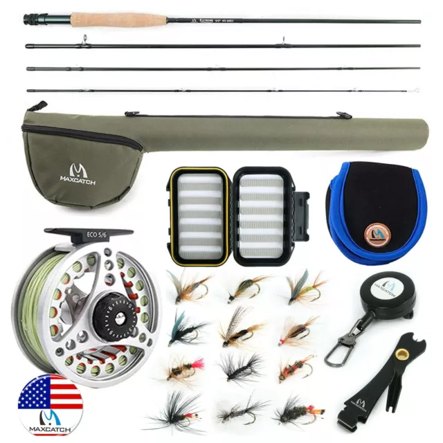 MAXCATCH EXTREME 3/4/5/6/7/8WT Fly Fishing Rod Combo, Fly Reel
