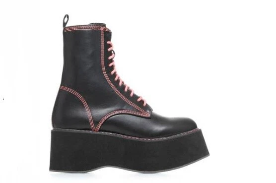 KOI NEON STITCHED and laced mega platform boots pink BNWB size 3