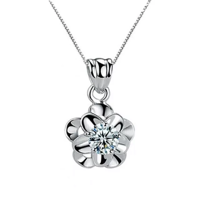 2.00CT Round Cut Moissanite Flower Shape Women's Pendant 14K White Gold Plated