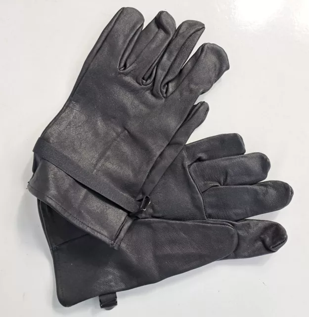 Genuine Surplus Belgian Army Black Leather Gloves Size 3  (1889)