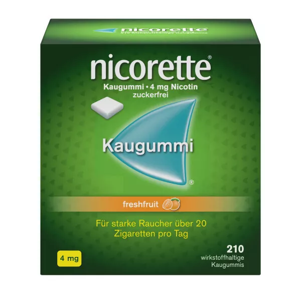NICORETTE Kaugummi 4 mg freshfruit, 210 sTÜCK