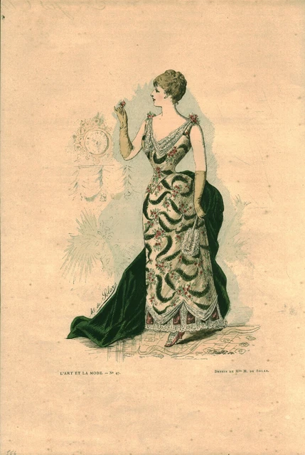 Gravure Ancienne Originale – Manteau De Sortie – Dessin De G. De Billy – 1889 – Issue D’un Livre – XIXème