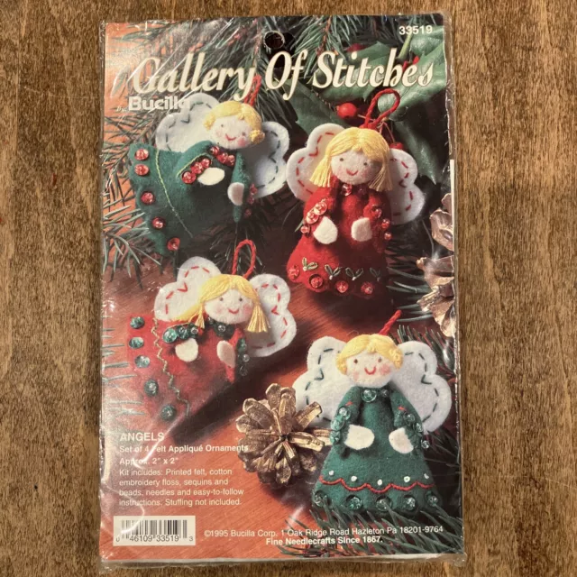 Kit de apliques de fieltro adornos de ángel Bucilla galería de puntos 1995