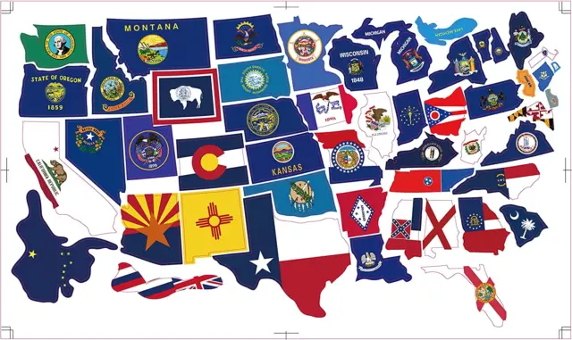 RV State Sticker Travel Map - 20" X 12" - USA States Visited Decal - United Stat