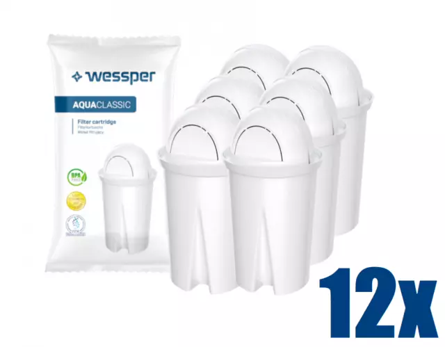 12x Wessper filtres compatible pour Brita classique cartouche filtrante carafes