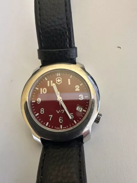 Victorinox V-7 Swiss Army Field Watch - Red Dial