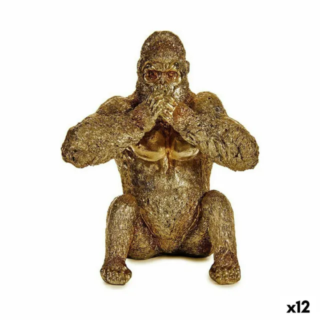 Figura Decorativa Gorila Yoga Dorado 11 x 18 x 16,2 cm [12 Unidades]
