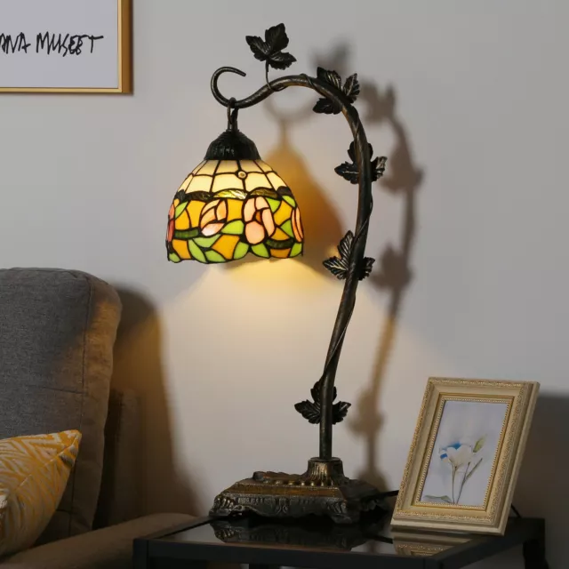 Tiffany Style Table Lamp Desk Stained Glass LED Vintage Art Night Light Decor
