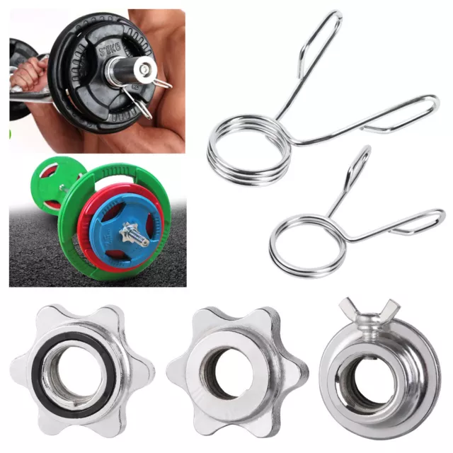 Spring Spin Lock Screw Check Nut Barbell Bar Clips Dumbbell Spinlock Collars