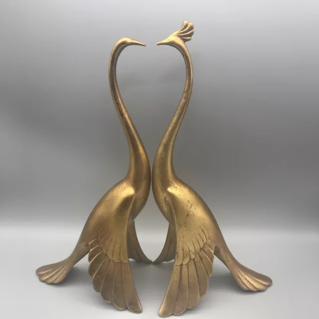 Vintage Mcm Anthony Freeman Mcfarlin Peacock Love Bird Gold Art Deco Pair  Usa