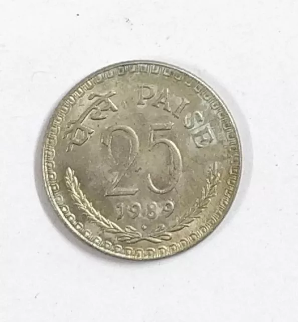 The 25 Paisa coin from India in 1989 featured the following design.