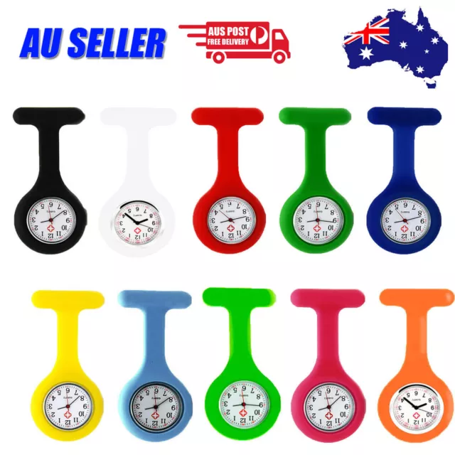 Silicone Nurse Watch Nursing Pendant Brooch Tunic Fob Clip Pocket Quartz Battery