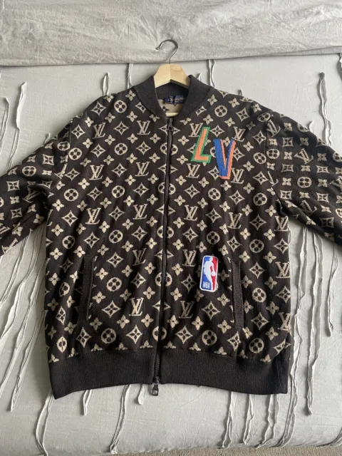 LOUIS VUITTON x NBA SS21 Monogram Obscure Leather Jacket M Black