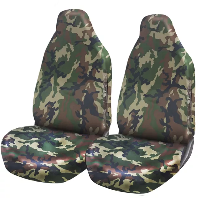 FOR DACIA DUSTER - Heavy Duty Waterproof Green Camouflage Car Seat Covers Pair