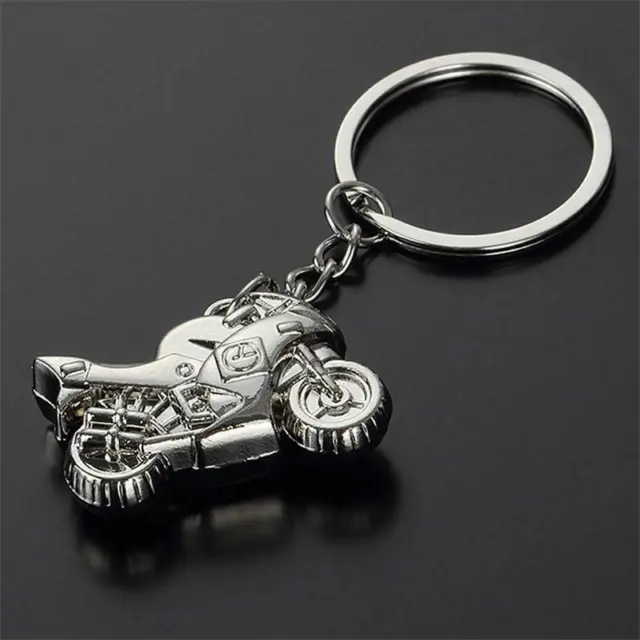 Chrome Silver Effect Metal Motorbike Motorcycle Keyring Keychain Keyfob UK Stock