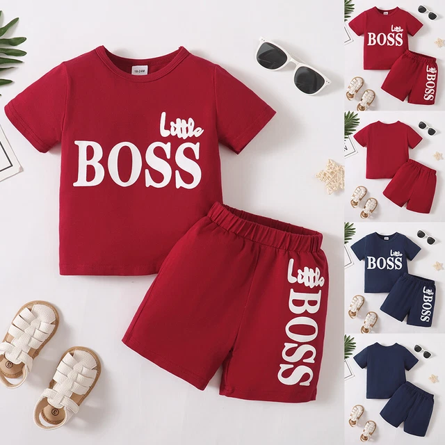 Kids Boys Tracksuits Short Sleeve Tops Shorts Pants Toddler Clothes Outfits Set