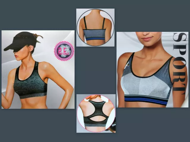 Damen Sport BH.Soft-Einlage.Fitness Bustier.Dessous.Gr.:S/M;L/XL