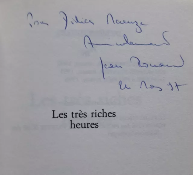 JEAN ROUAUD, LES TRÈS RICHES HEURES - ENVOI AUTOGRAPHE SIGNÉ de l'auteur