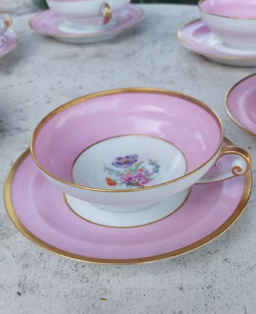 6  tasses à café et soucoupes  porcelaine  limoges années 30 G Boyer art déco
