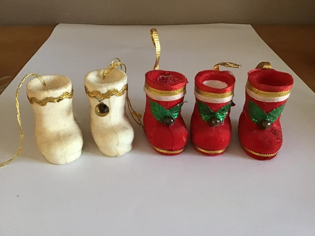 Décoration De Noël Vintage - Bottes Du Père Noël - Petit Modèle Rouge - Plastique