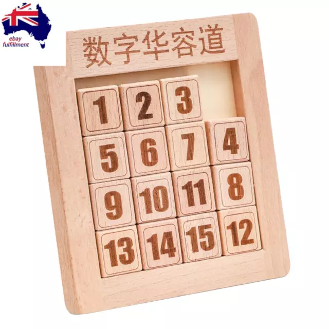 Wooden Digital Huarong Road Sliding Puzzle Logical Mathematics Training Toy Gift