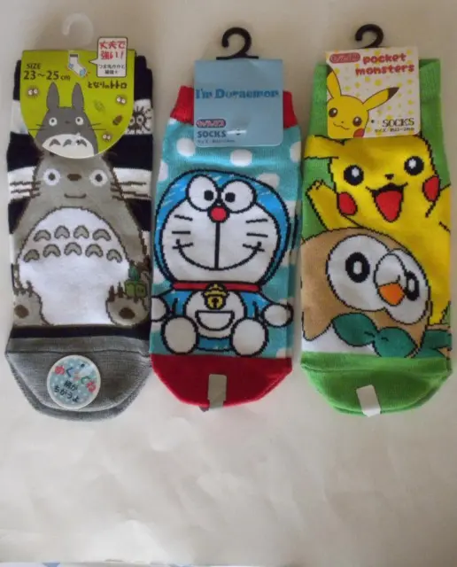 Nuovo con Etichette 3 Paio Doraemon & Tasca Mostri Calzini Importato Da Giappone