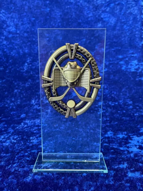 Ice Hockey Goal Glass Trophy Award 7 inch Man of Match Winner FREE Engraving