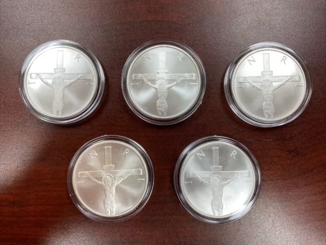 Lot of 5 - Silver Shield 1oz. .999 Jesus Christ Coins INRI 2021 - In Capsules