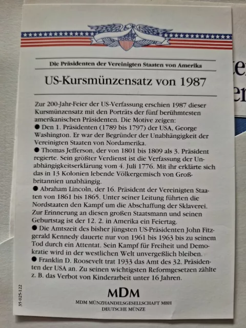 US Kursmünzensatz 1987 USA Münzen 3