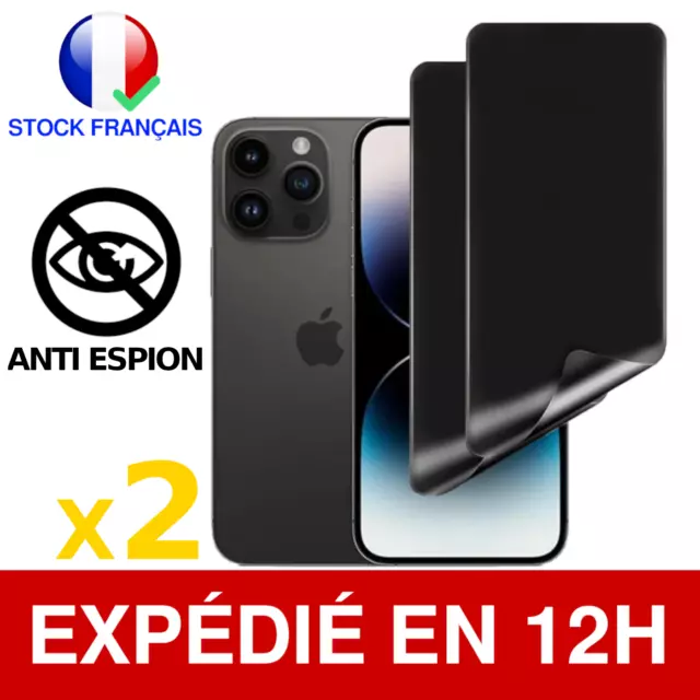 Film Protection ANTI-ESPION Hydrogel iPhone 14 SE 13 12 Mini 11 Pro XR X Max 8 7
