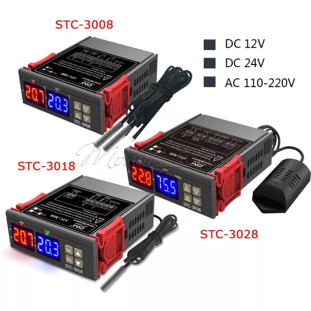 STC-3008 STC-3018 STC-3028 Temperature Controller Thermostat DC 12V 24V 110-220V