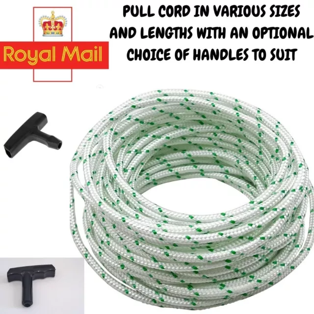 Pull Cord Starter Rope Recoil Lawnmower Chainsaw Strimmer Sealed Ends Strong