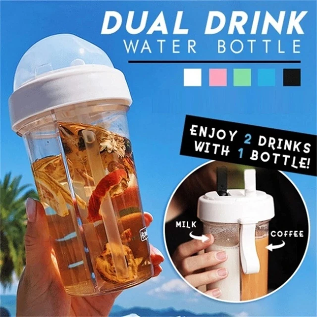 Copa de agua viaje 420 ml doble tubo a prueba de polvo capa dividida de seguridad comprobable a prueba de polvo
