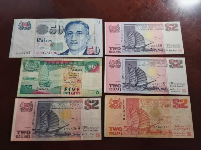 Singapore Banknotes $63 Singapore Dollars