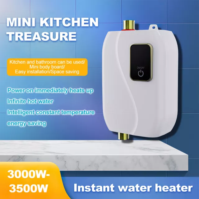 3500W Tankless Hot Water Heater Shower Electric Portable Instant Boiler Bathroom