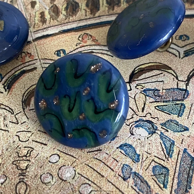 4 Anciens Boutons Céramique Créateur Collection mercerie costume couture