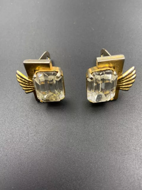 Glamorous Ladies Earrings | Art Deco Clip On earrings with Rhinestone inset 3