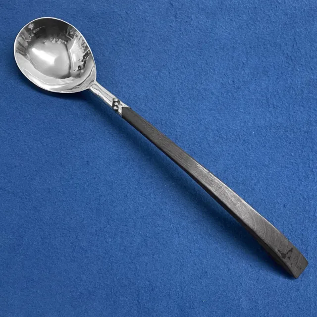 Mexican Silver • Mid Century Wood Handle, Sterling Silver Serving Spoon