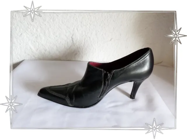G  -  Chaussures Demi Montantes Noires en Cuir Anne Flavie Pointure 38