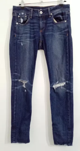 Rag & Bone Womens Distressed Low Rise Dre Capri Denim Jeans Size 25