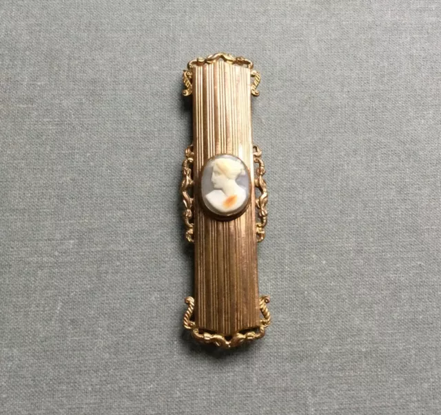 Rare Antique Victorian French Belt Buckle Gold Plated Carved Shell Cameo