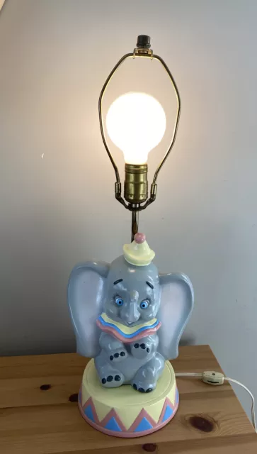 Vintage Walt Disney Dumbo Lamp The Elephant Ceramic 21” Tall~Amazing-Works 1974 2