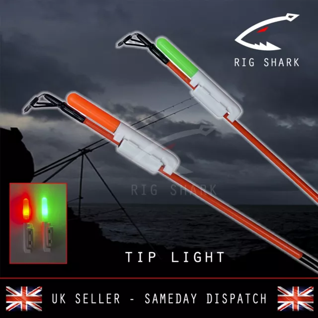 RIG SHARK™ LED Sea Fishing Rod Tip Light Beach Caster Bite Alarm Glow  Indicator £6.99 - PicClick UK