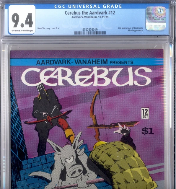 PRIMO:  CEREBUS #12 ELROD & Cockroach htf high-grade Dave SIM NM 9.4 CGC 1979