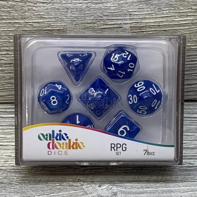 Oakie Doakie Dice Marble Set Blue 7 Piece RPG Set NEW Role Playing Game