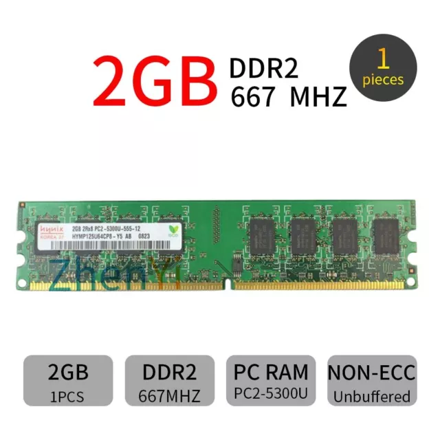 2Go 1Go PC2-5300 DDR2 667MHz 240pin CL5 Desktop DIMM intel Mémoire RAM Hynix FR