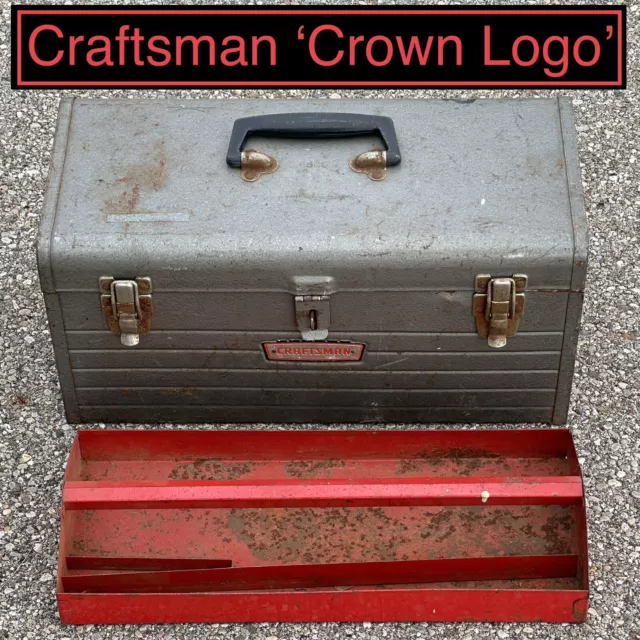 Vintage CRAFTSMAN 6500 18" Metal Tool Box — Gray w/ Red Tray — Crown Logo USA #2