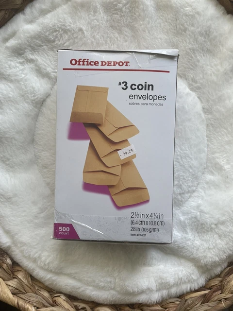 Office Depot Brand Coin Envelopes-#3-Opened Box-Manila-500qt Read Description