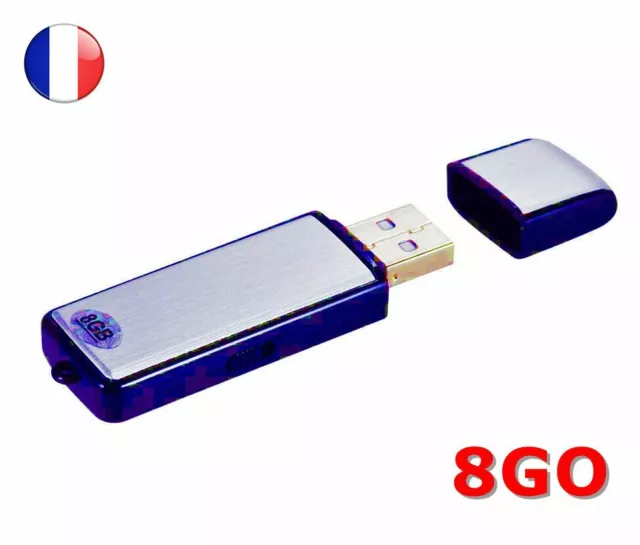 Micro Espion Clé USB Dictaphone Enregistreur 8GO 8GB Recorder Vocal Noir Compact
